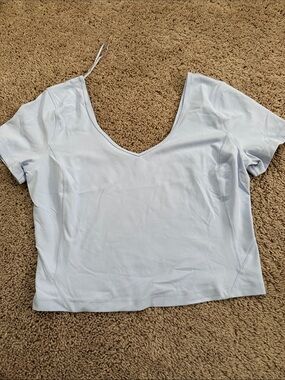 lululemon athletica Light Blue V-Neck Crop Top